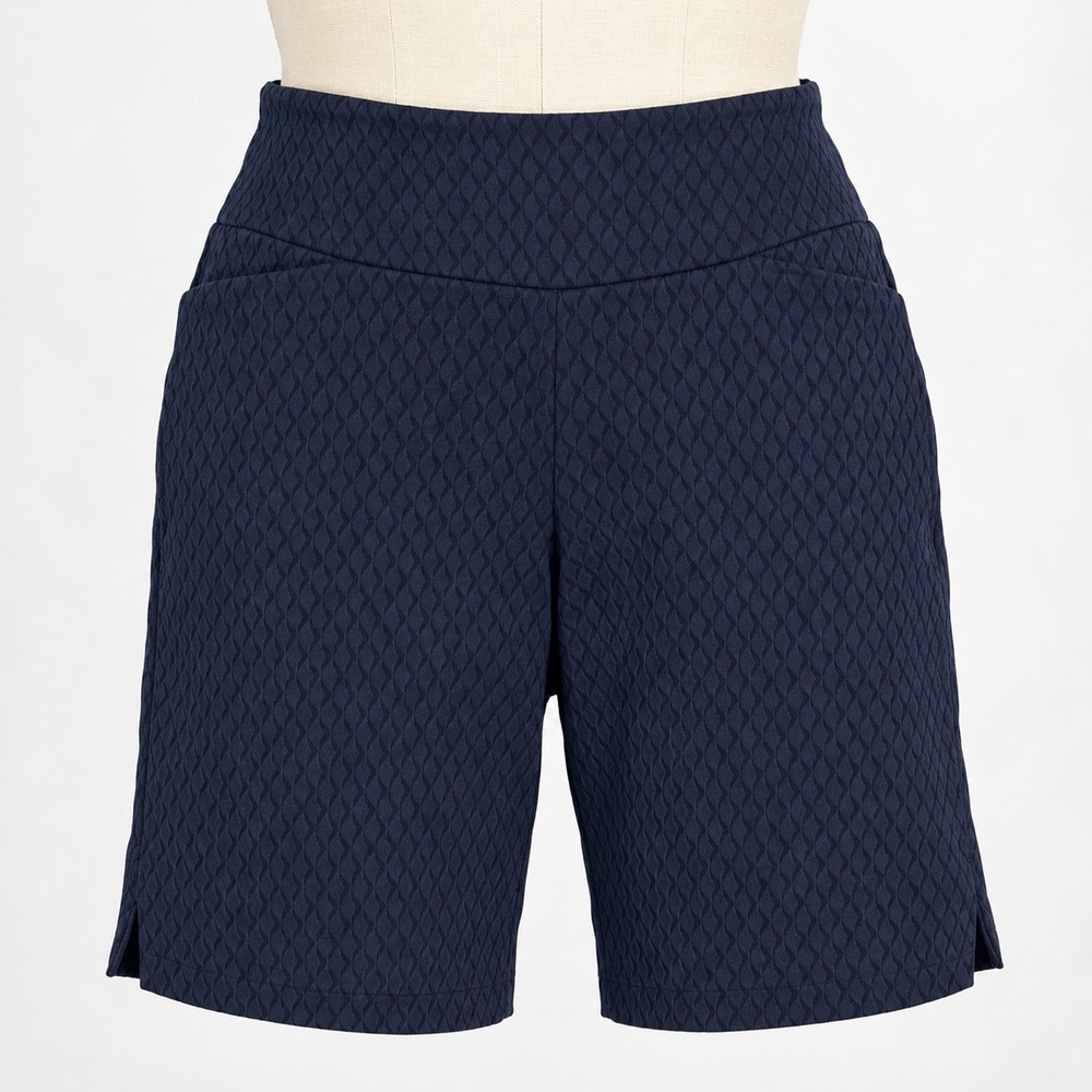 Swing Control Jacquard Golf Bermuda Shorts Navy Blue Textured Women's Size M 8